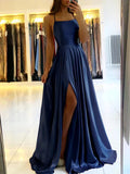 Vestido Longo Satinado com Fenda Lateral - Ethereal Elegance